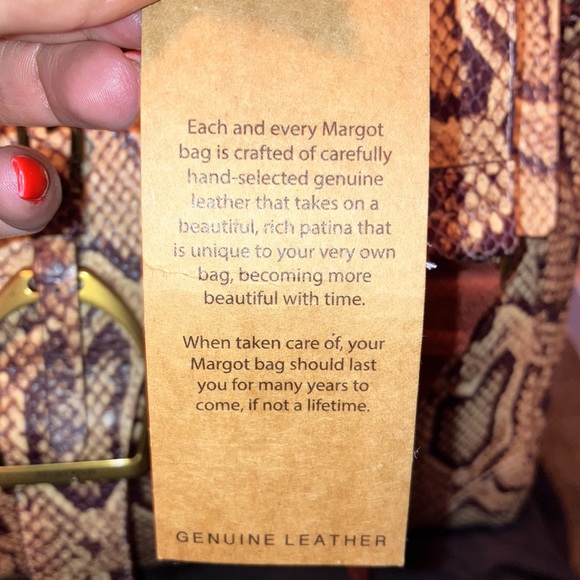 NWT Margot Victoria Stirrup Snake Print Leather Satchel Bag - Picture 8 of 8